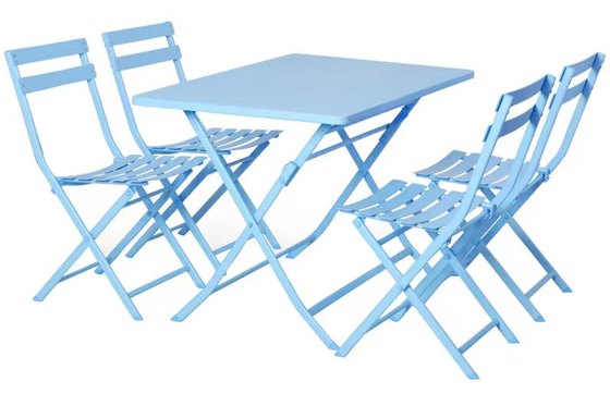 Składany stół i krzesła ogrodowe ze stali na zewnątrz Zestaw do jadalni dla 4 osób
